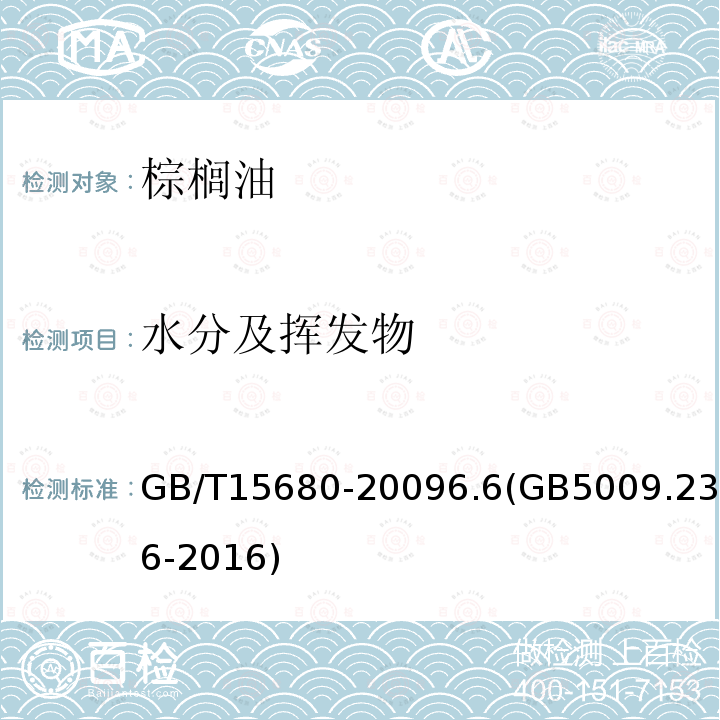 水分及揮發物 棕櫚油