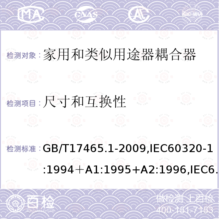 尺寸和互换性 家用和类似用途的器具耦合器 第一部分：通用要求