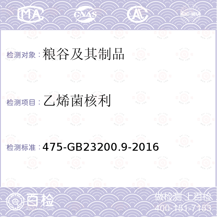 乙烯菌核利 食品安全國家標準糧谷中種農藥及相關化學品殘留量的測定氣相色譜質譜法