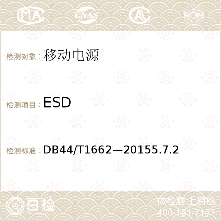 ESD DB44/T 1662-2015 USB接口类移动电源 技术要求