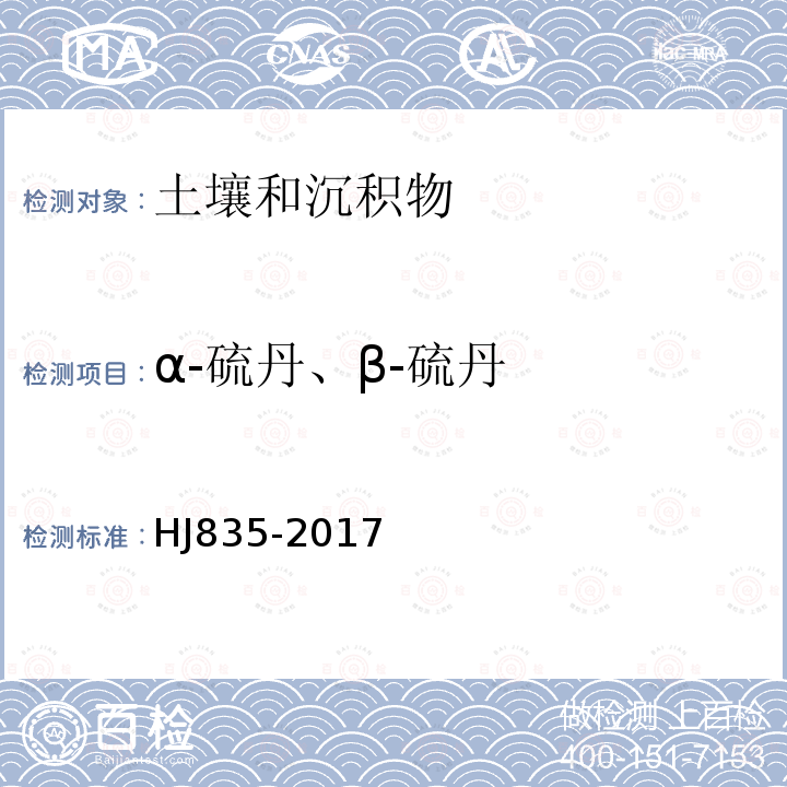 α-硫丹、β-硫丹 土壤和沉积物 有机氯农药的测定 气相色谱-质谱法