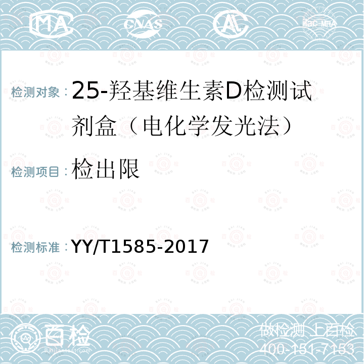 检出限 总25-羟基维生素D测定试剂盒（标记免疫分析法）