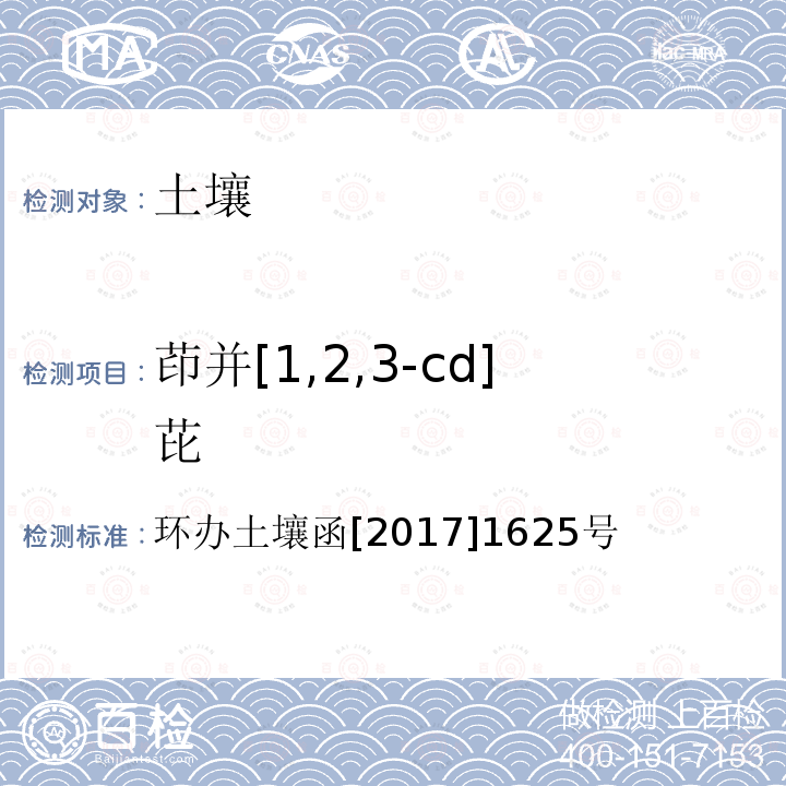 茚并[1,2,3-cd]芘 全国土壤污染状况详查土壤样品分析测试方法技术规定 第二部分 土壤样品有机污染物分析测试方法 1-1 气相色谱-质谱法