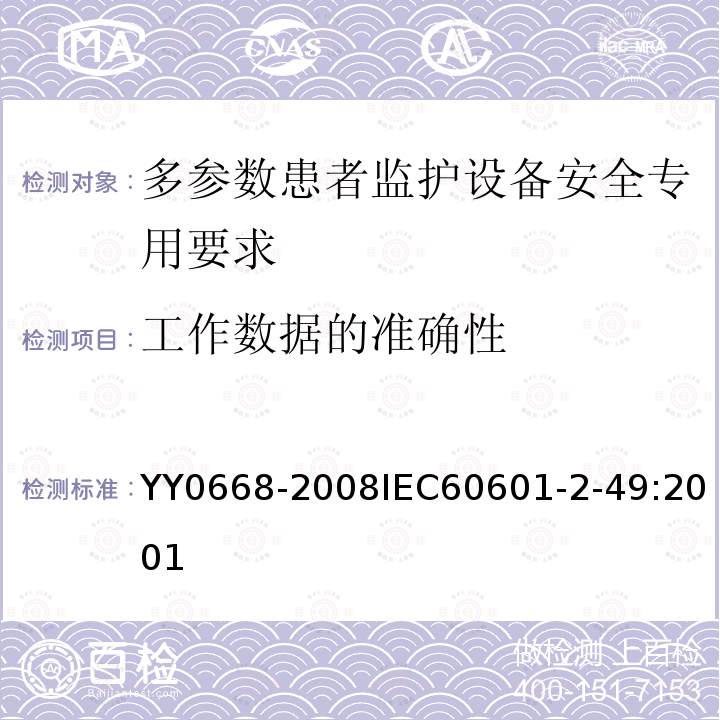 工作数据的准确性 医用电气设备 第2-49部分:多参数患者监护设备安全专用要求