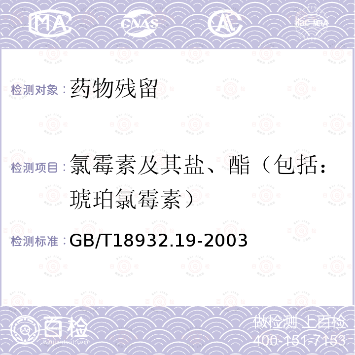 氯霉素及其盐、酯（包括：琥珀氯霉素） 蜂蜜中氯霉素残留量的测定方法液相色谱-串联质谱法