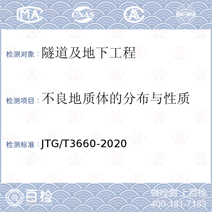 不良地质体的分布与性质 JTG/T 3660-2020 公路隧道施工技术规范