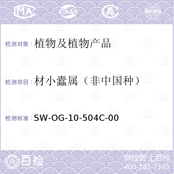 材小蠹属（非中国种） SW-OG-10-504C-00 材小蠹（非中国种）检疫鉴定方法