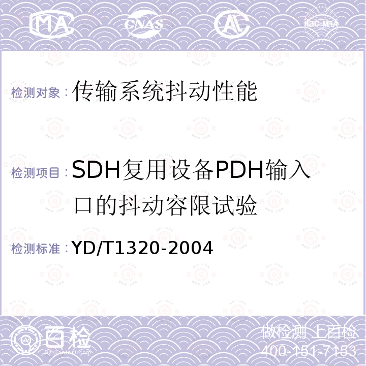 SDH复用设备PDH输入口的抖动容限试验 光密集波分复用器/去复用器技术要求和试验方法