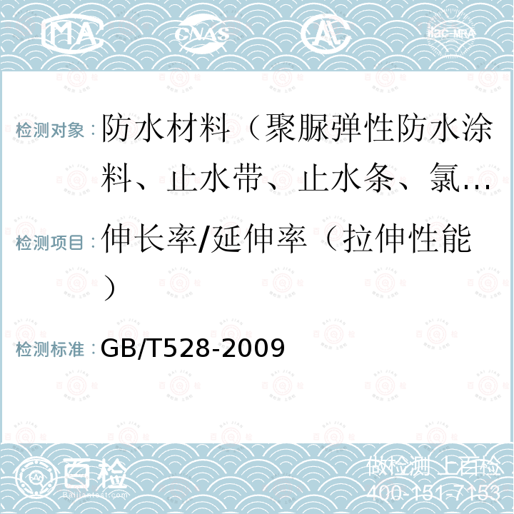 伸长率/延伸率（拉伸性能） GB/T 528-2009 硫化橡胶或热塑性橡胶 拉伸应力应变性能的测定