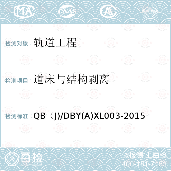 道床与结构剥离 DBYAXL 003-2015 北京地铁工务维修规则