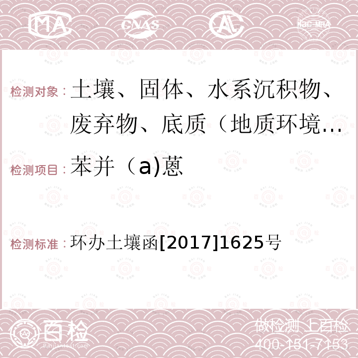 苯并（a)蒽 全国土壤污染状况详查土壤样品分析测试方法技术规定 第二部分1多环芳烃类