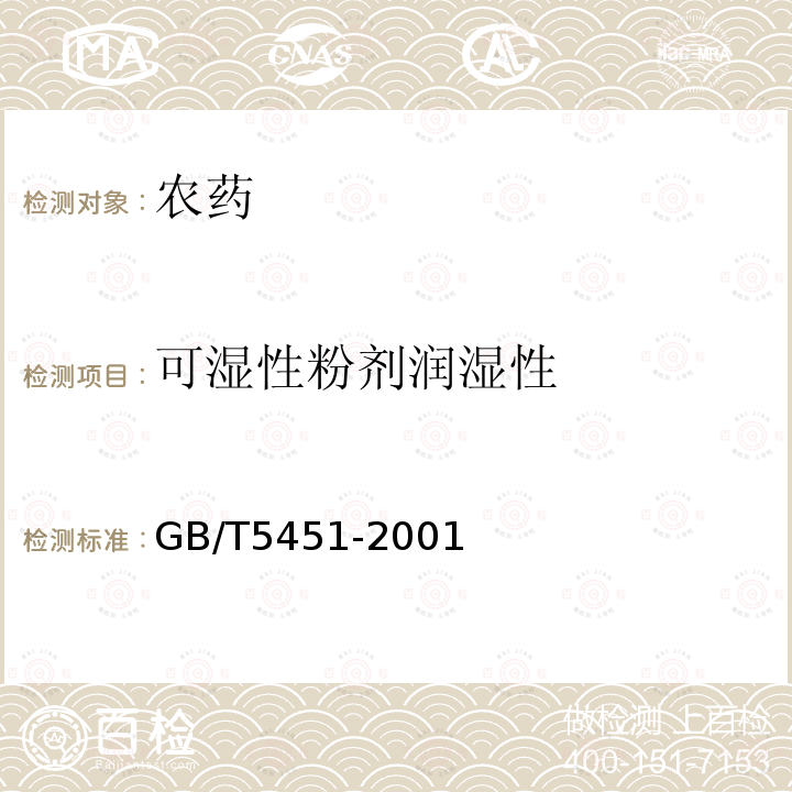 可湿性粉剂润湿性 农药可湿性粉剂润湿性测定方法