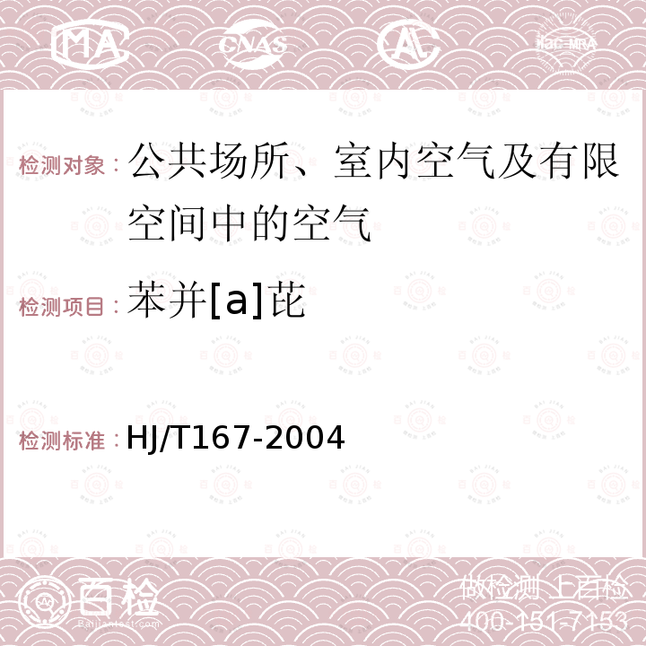 苯并[a]芘 室内环境空气质量监测技术规范 附录L 室内空气中苯并(a)芘的测定方法