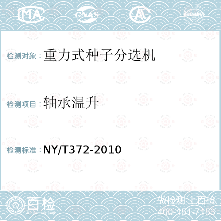 軸承溫升 重力式種子分選機 質量評價技術規范