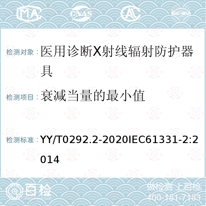 衰减当量的最小值 医用诊断X射线辐射防护器具 第2部分:防护玻璃板 第2部分:防护玻璃板