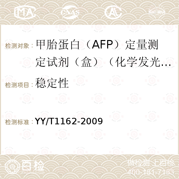 稳定性 甲胎蛋白(AFP)定量测定试剂(盒)（化学发光免疫分析法）