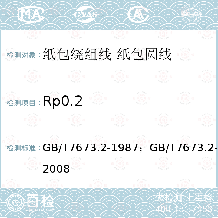 Rp0.2 GB/T 7673.2-1987 纸包绕组线 第二部分:纸包圆线