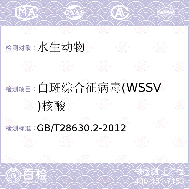 白斑综合征病毒(WSSV)核酸 白斑综合征(WSD)诊断规程 第2部分套式PCR检测法