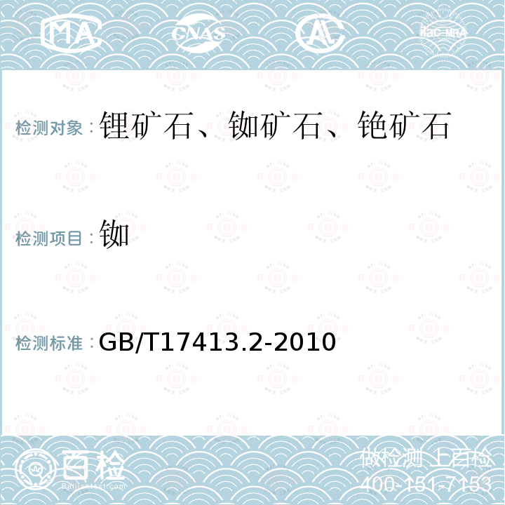 铷 锂矿石、铷矿石、铯矿石化学分析 方法 第2部分：铷量测定 火焰原子吸收光谱法