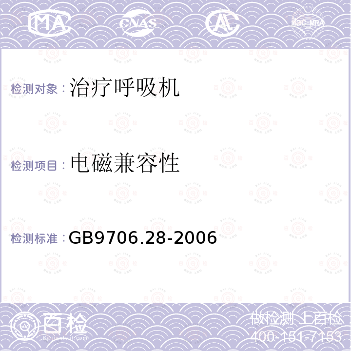 电磁兼容性 医用电气设备第2部分:呼吸机安全专用要求——治疗呼吸机