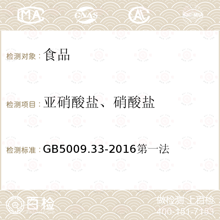 亚硝酸盐、硝酸盐 食品安全国家标准 食品中亚硝酸盐与硝酸盐的测定