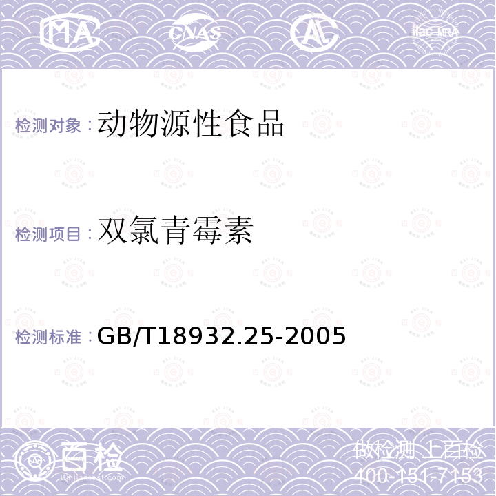 双氯青霉素 蜂蜜中青霉素G、青霉素V、乙氧青霉素、苯唑青霉素、邻氯青霉素、双氯青霉素残留量的测定方法