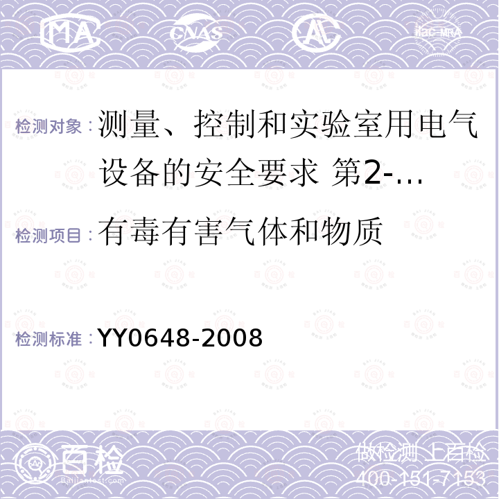 有毒有害气体和物质 测量、控制和实验室用电气设备的安全要求 第2-101部分：体外诊断(IVD)医用设备的专用要求