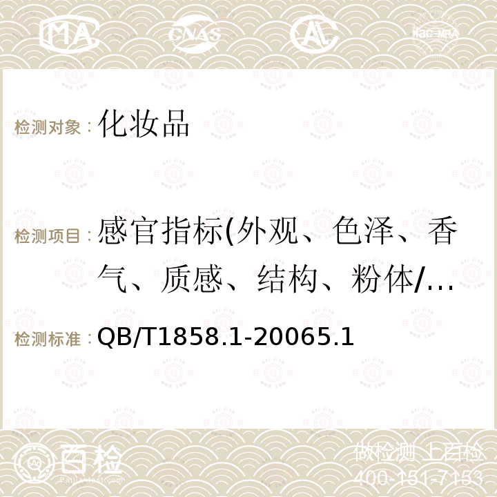 感官指标(外观、色泽、香气、质感、结构、粉体/块型、清晰度、澄清度) 花露水