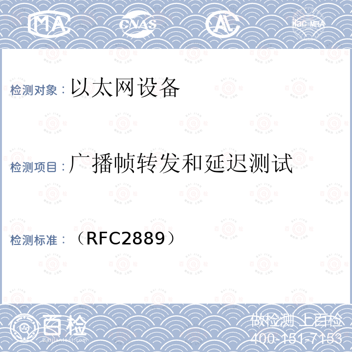 广播帧转发和延迟测试 局域网（LAN）交换设备基准测试方法