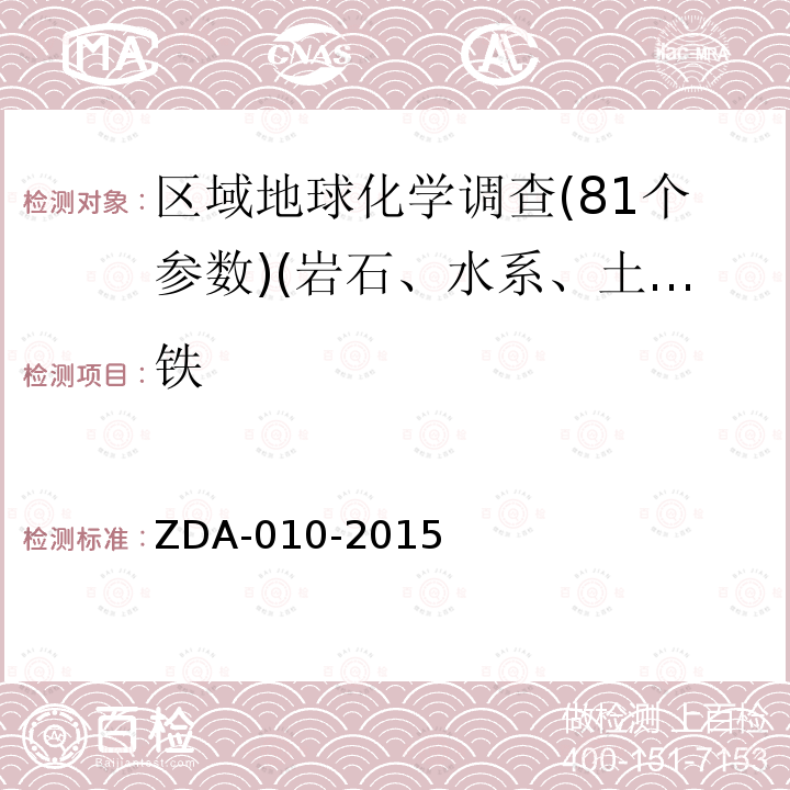 铁 区域地球化学分析方法　33种元素量测定　 电感耦合等离子体发射光谱法