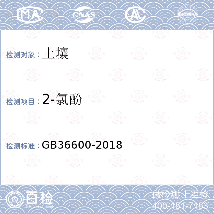 2-氯酚 GB 36600-2018 土壤环境质量 建设用地土壤污染风险管控标准（试行）