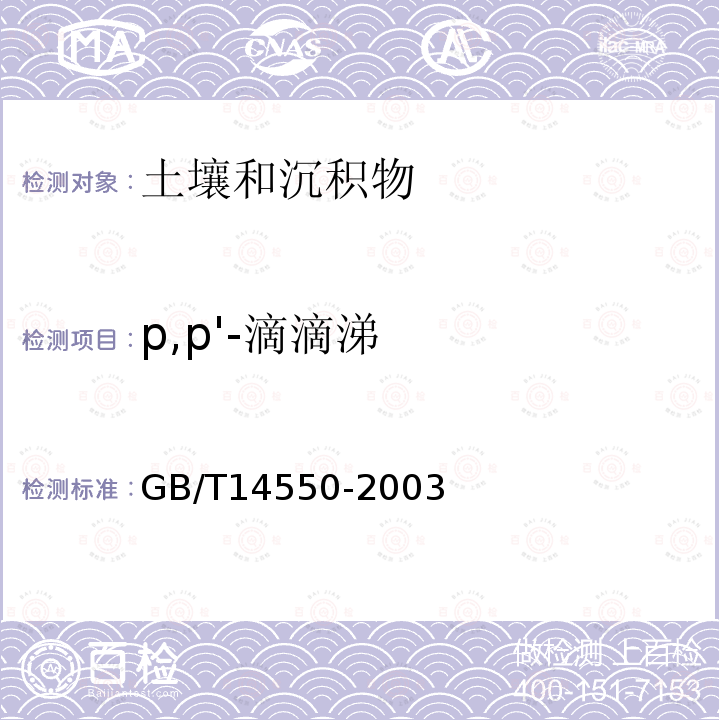 p,p'-滴滴涕 土壤中六六六和滴滴涕测定的气相色谱法