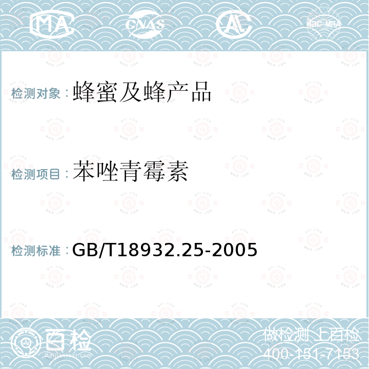 苯唑青霉素 蜂蜜中青霉素G、青霉素V、乙氧萘青霉素、苯唑青霉素、邻氯青霉素、双氯青霉素残留量的测定方法 液相色谱-串联质谱法