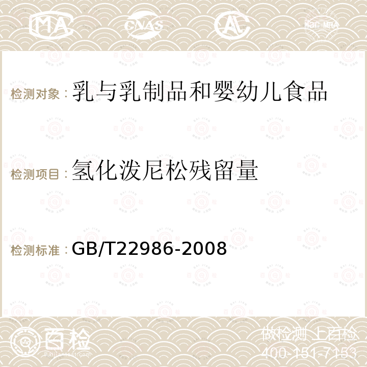 氢化泼尼松残留量 牛奶和奶粉中氢化泼尼松残留量的测定 液相色谱-串联质谱法