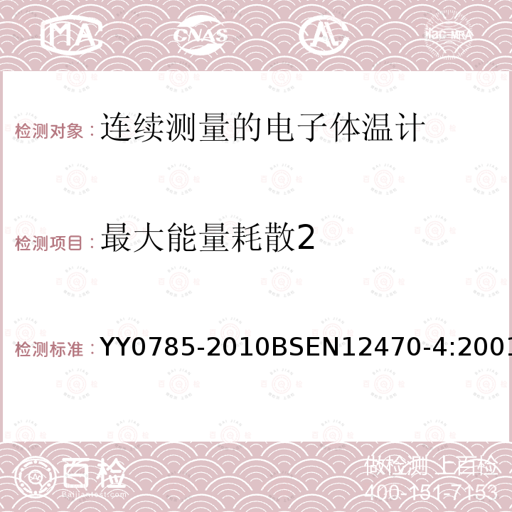 最大能量耗散2 YY 0785-2010 临床体温计 连续测量的电子体温计性能要求