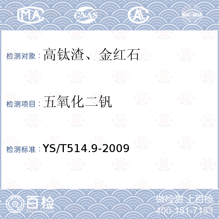 五氧化二钒 高钛渣、金红石化学分析方法.氧化钙、氧化镁、一氧化锰、磷、三氧化二铬和五氧化二钒量的测定.电感耦合等离子体发射光谱法