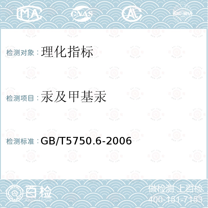 汞及甲基汞 生活飲用水標準檢驗方法 金屬指標
