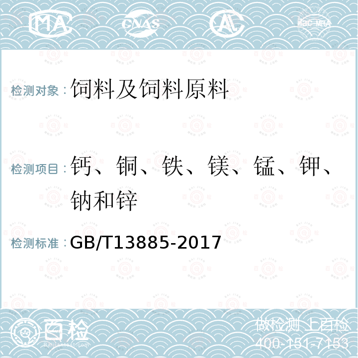 钙、铜、铁、镁、锰、钾、钠和锌 动物饲料中钙、铜、铁、镁、锰、钾、钠和锌的测定