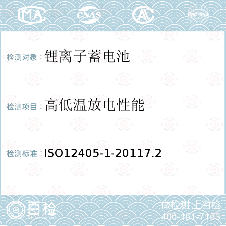 高低温放电性能 电动道路车辆—锂离子动力电池包和系统的测试规范 第1部分：高功率应用