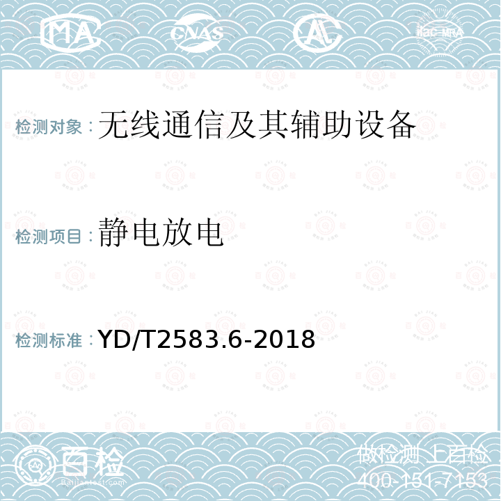 静电放电 蜂窝式移动通信设备电磁兼容性能要求和测量方法 第6部分：900/1800MHz TDMA用户设备及其辅助设备