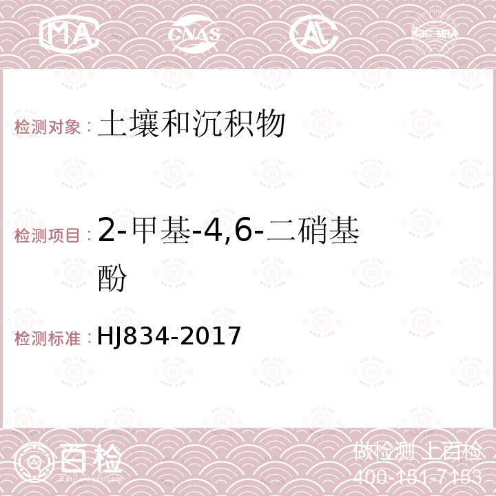 2-甲基-4,6-二硝基酚 土壤和沉积物 半挥发性有机物的测定 气相色谱-质谱法