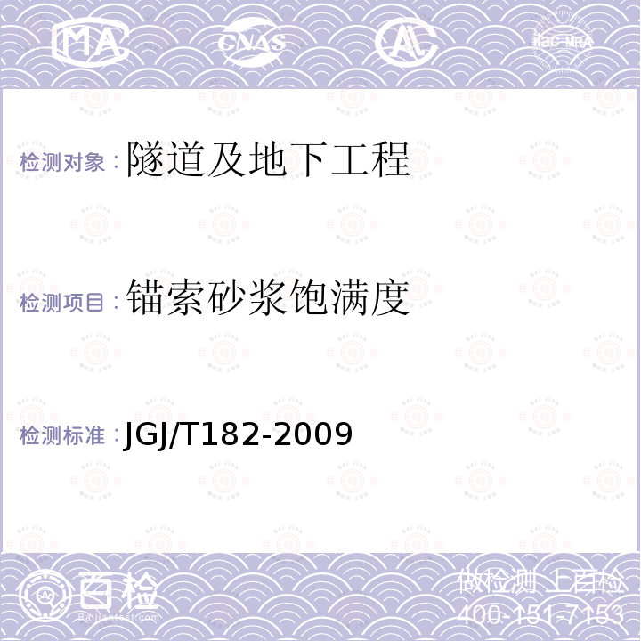 锚索砂浆饱满度 JGJ/T 182-2009 锚杆锚固质量无损检测技术规程(附条文说明)