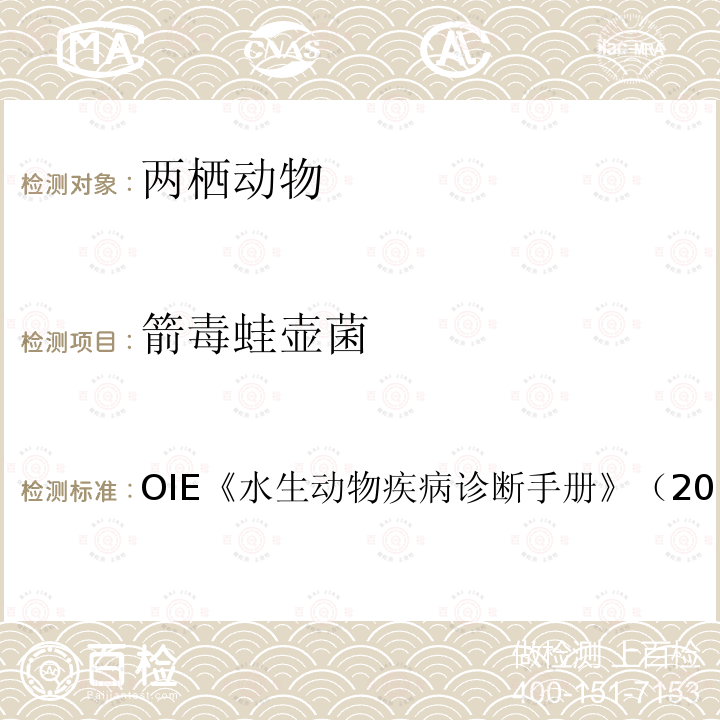 箭毒蛙壶菌 OIE 水生动物疾病诊断手册 （2016）2.1.01