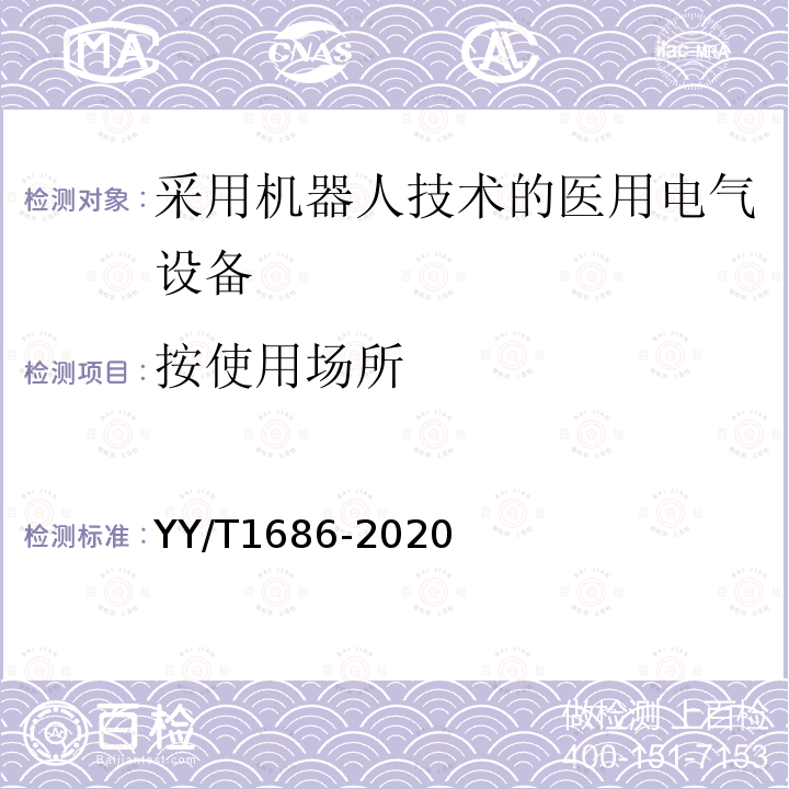 按使用场所 采用机器人技术的医用电气设备 分类