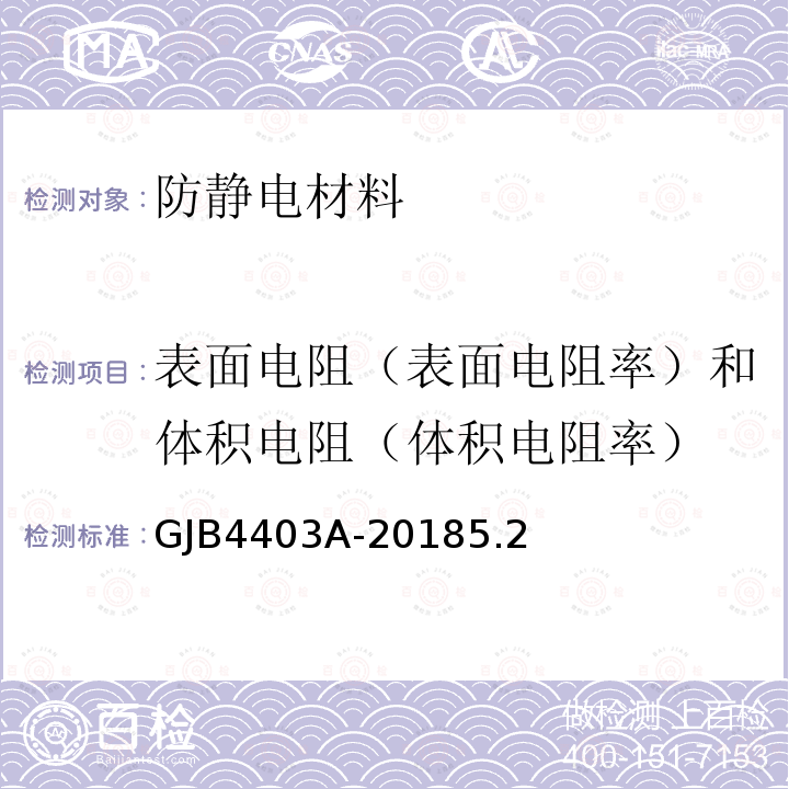 表面电阻（表面电阻率）和体积电阻（体积电阻率） 常规兵器弹药包装定型试验规程
