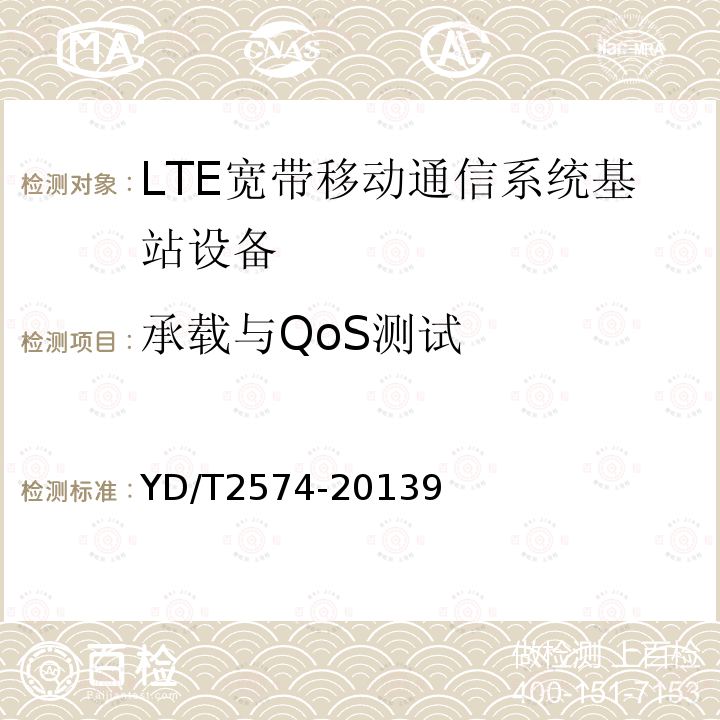 承载与QoS测试 LTE FDD数字蜂窝移动通信网 基站设备测试方法(第一阶段)