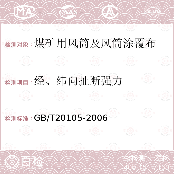 经、纬向扯断强力 风筒涂覆布