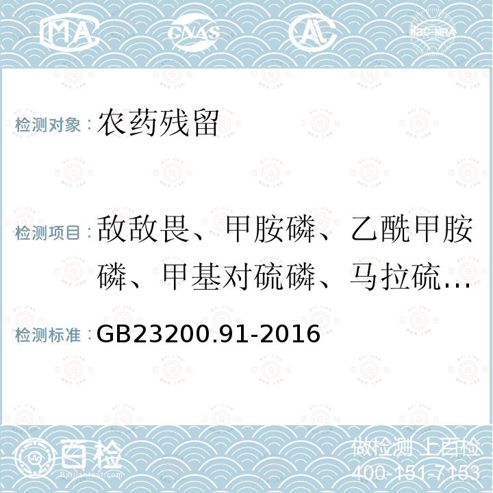 敌敌畏、甲胺磷、乙酰甲胺磷、甲基对硫磷、马拉硫磷、对硫磷、喹硫磷、杀扑磷、三唑磷 食品安全国家标准动物源性食品中9种有机磷农药残留量的测定气相色谱法