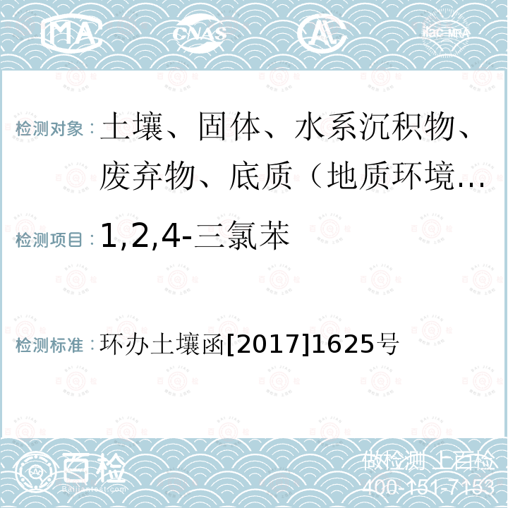 1,2,4-三氯苯 全国土壤污染状况详查土壤样品分析测试方法技术规定 第二部分4挥发性有机物类