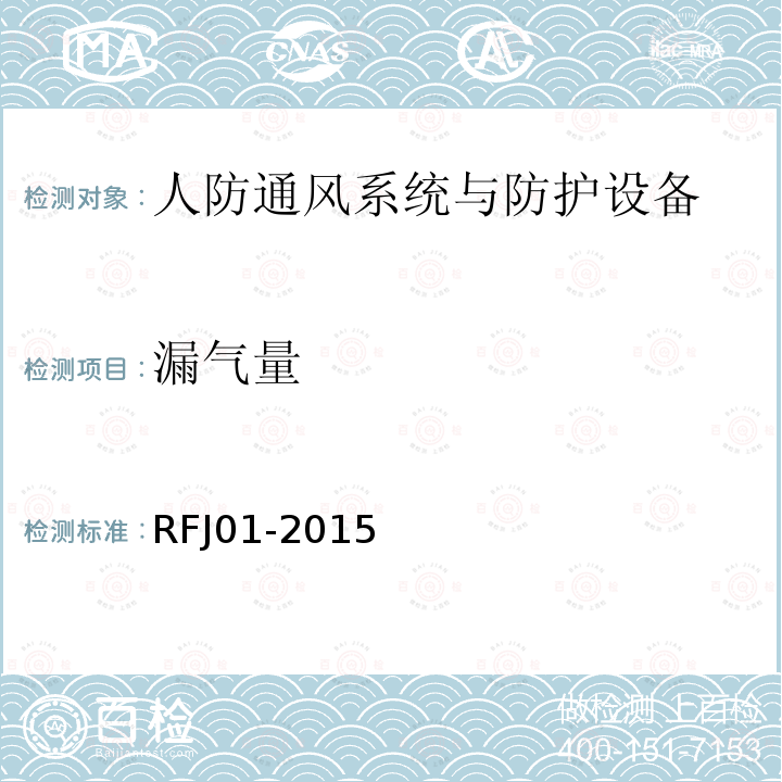 漏气量 人民防空工程防护设备产品质量检验与施工验收标准 3.4.3